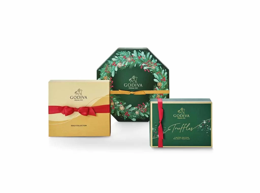 Godiva Seasons Greetings Chocolate Holiday Gift Tower Packaging