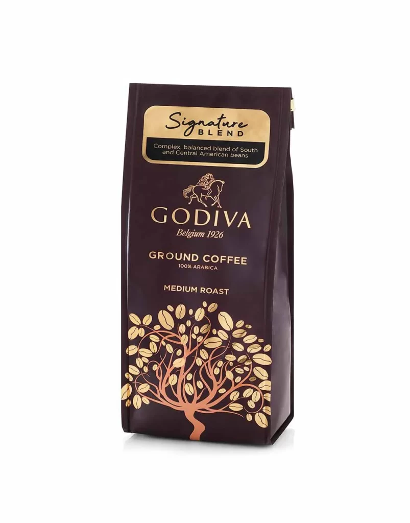 Godiva Signature Blend Ground Coffee 10 oz. Packaging