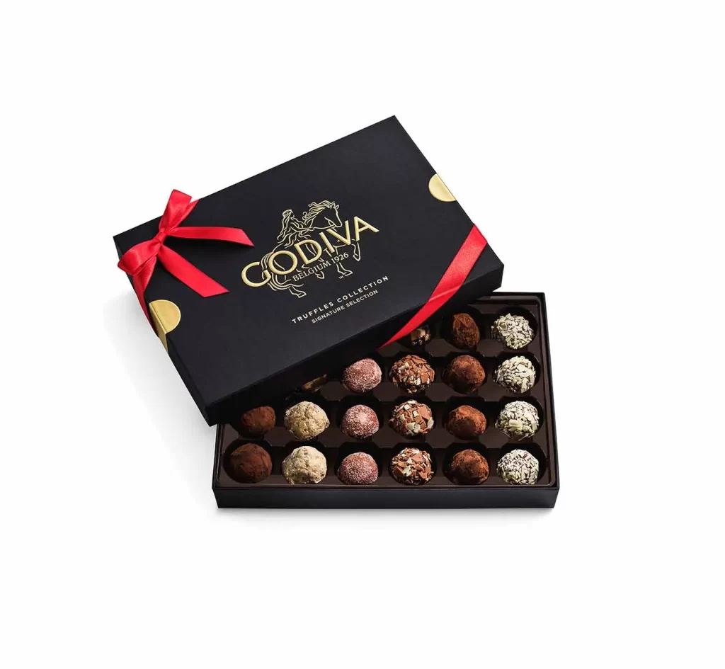 Godiva Signature Truffles Gift Box Red Ribbon 24pc. Packaging