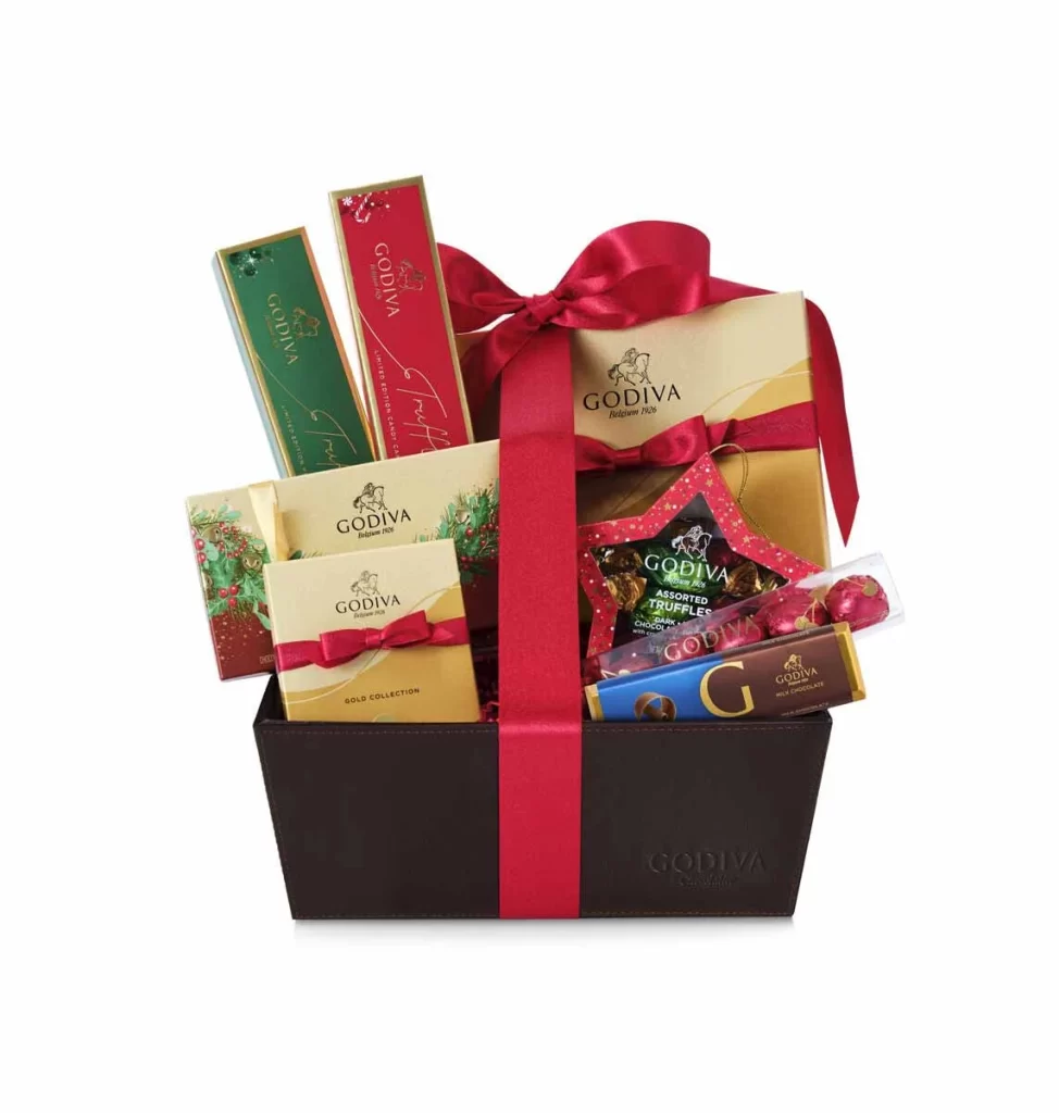 Godiva Spirit of the Season Gift Basket Packaging