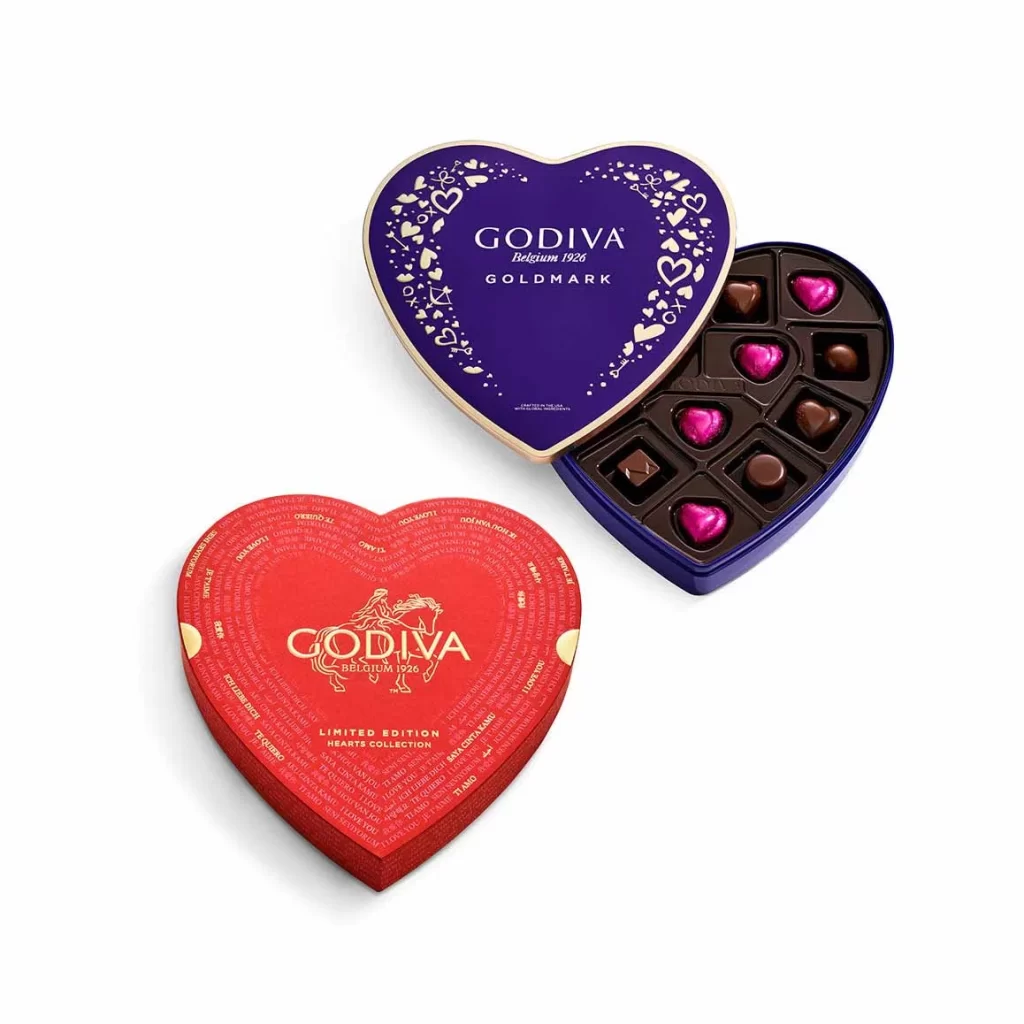 Godiva Valentines Day Double Heart Gift Set Packaging