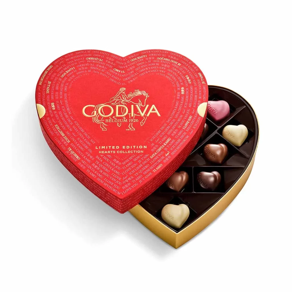 Godiva Valentines Day Double Heart Gift Set Packaging