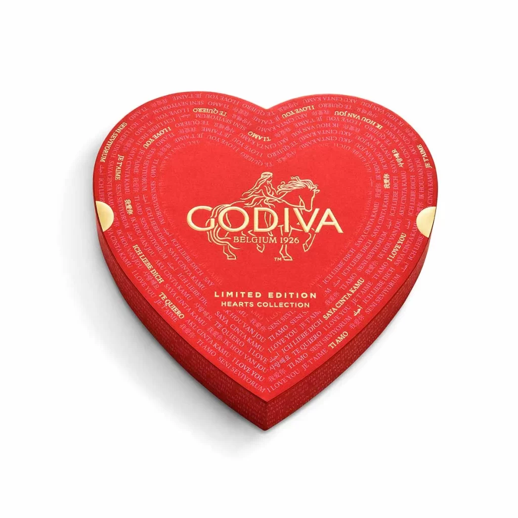 Godiva Valentines Day Heart-Shaped Gift Box 14pc. Packaging