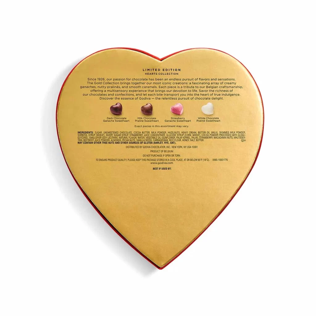 Godiva Valentines Day Heart-Shaped Gift Box 9pc. Packaging