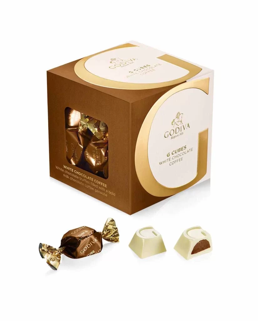 Godiva White Chocolate Coffee G Cube Box Set of 2 22 pcs. each Packaging
