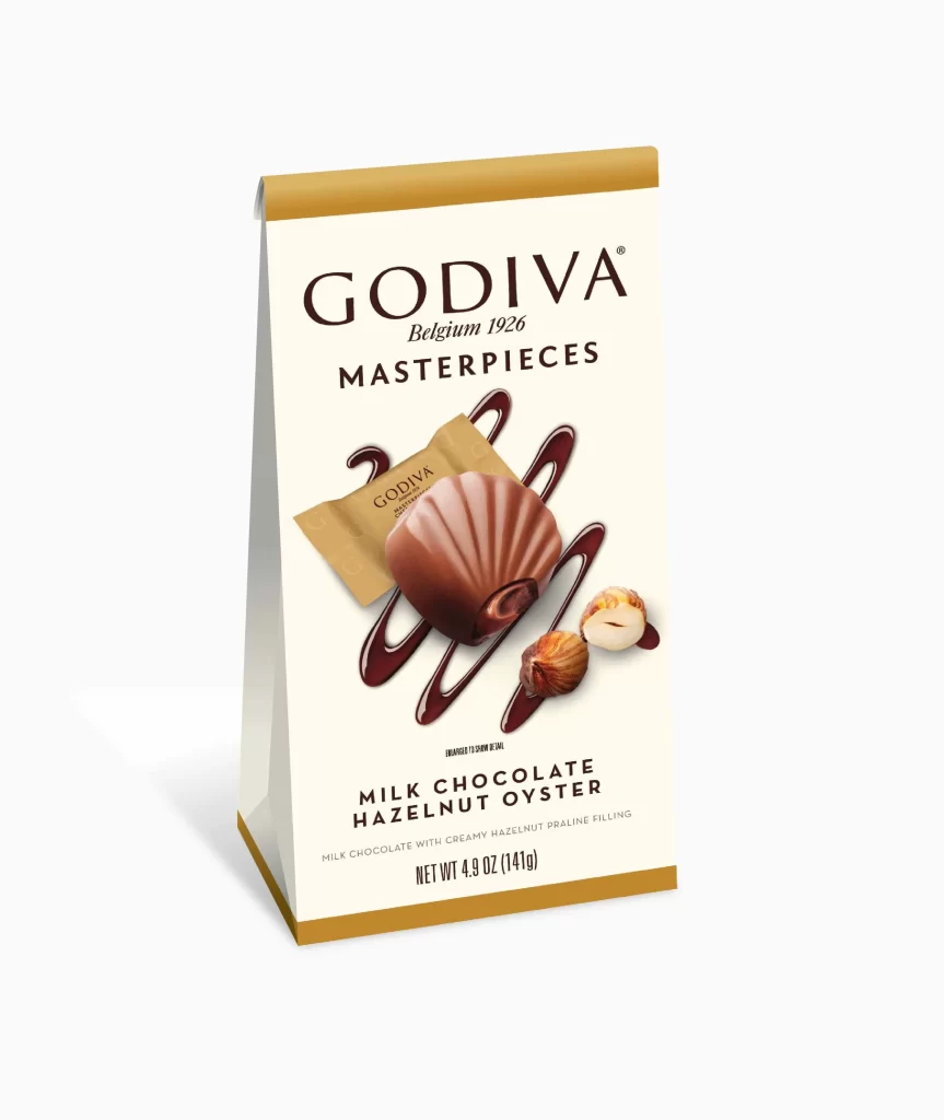 Godiva Wrapped Masterpieces Milk Chocolate Hazelnut Oysters Set of 6 17 pc. each Packaging