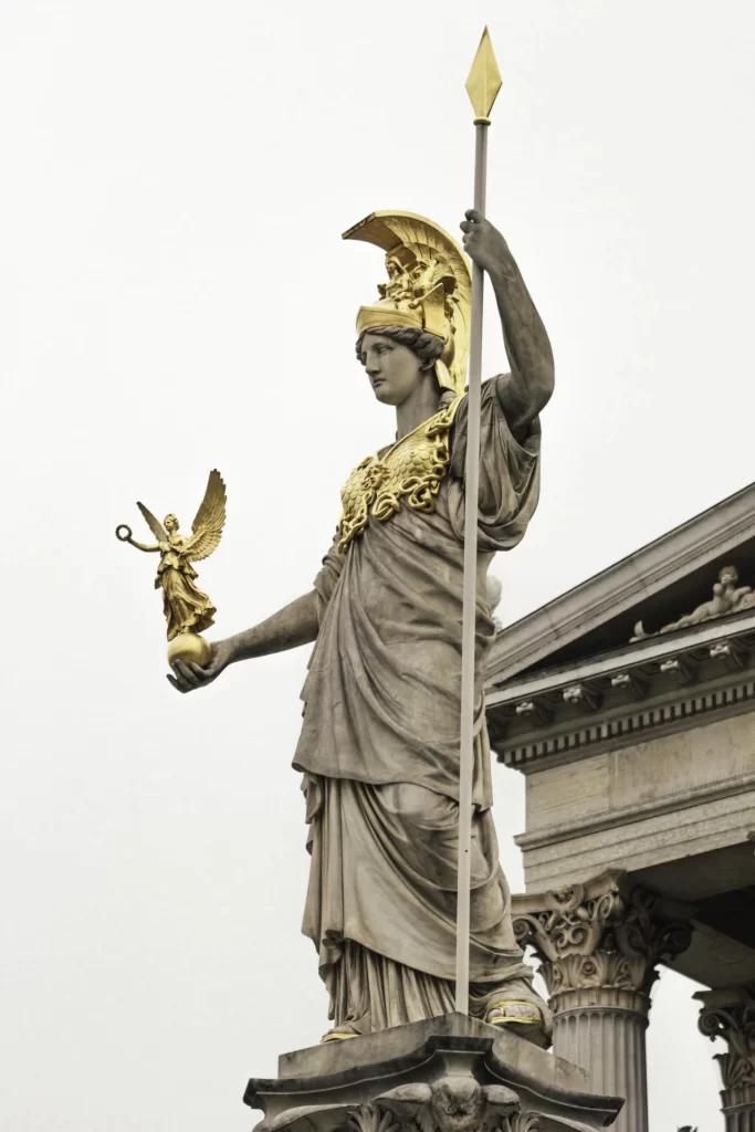 Athena Statue Spear Nike Gold Accents