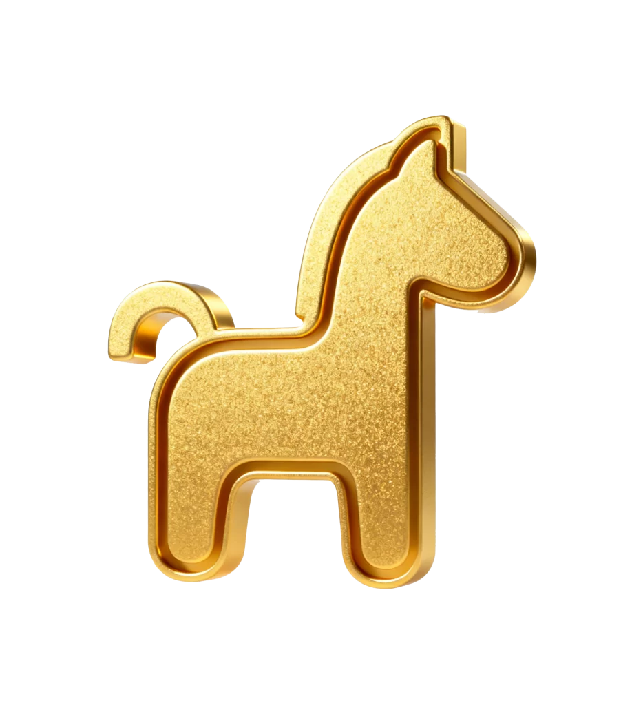 Golden Metallic Horse 3D Icon Transparent