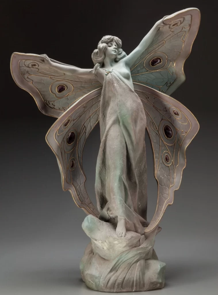 Bronze Butterfly Wings Woman Statue