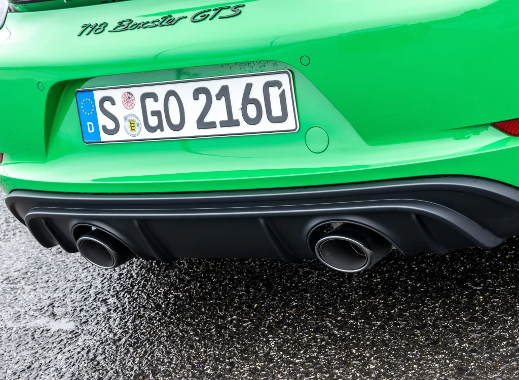 Green Porsche Boxster GTS Rear View