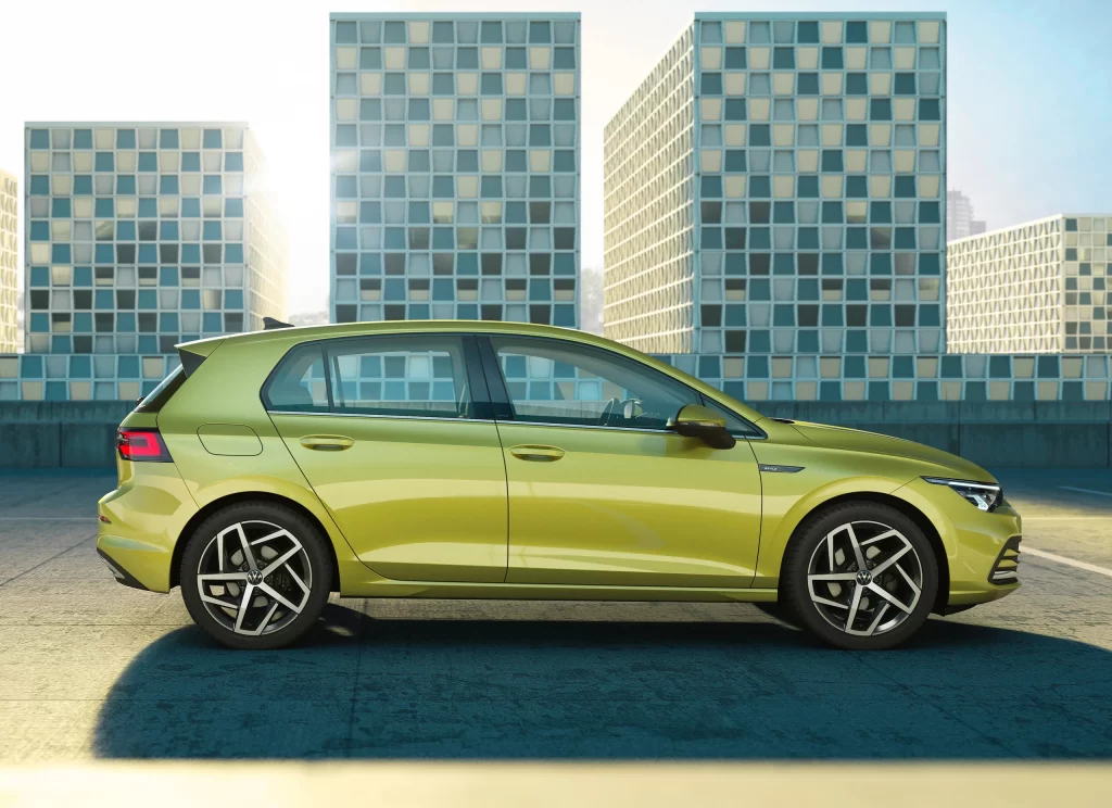 Green Volkswagen Hatchback Side View