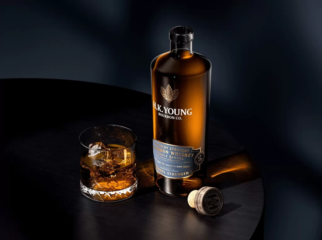 H.K. Young Bourbon Whiskey Bottle View