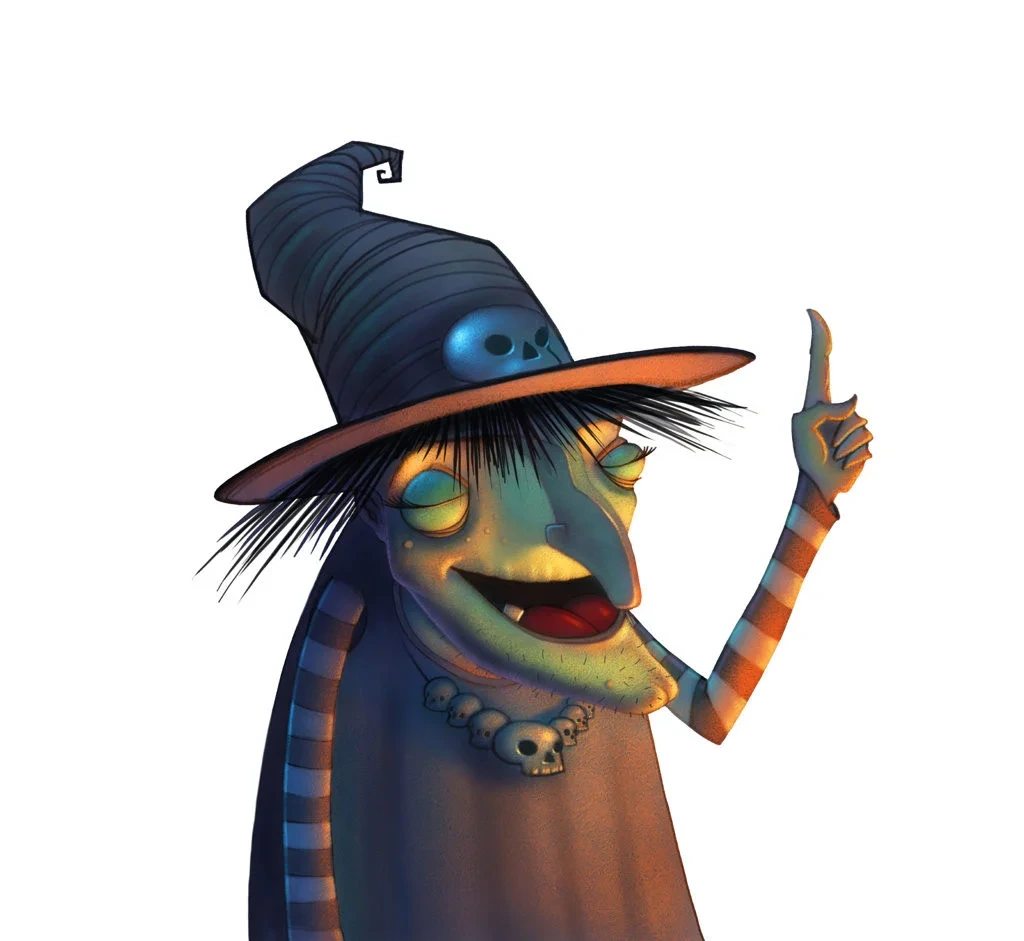 Halloween Witch Pointing Finger Digital Painting Illustration