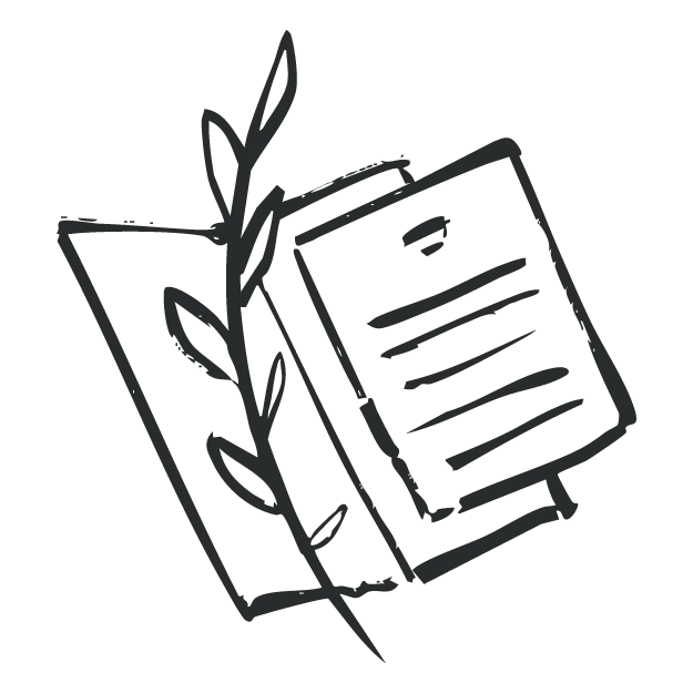 Hand Drawn Books Plant Line Art Illustration