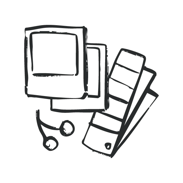 Hand Drawn Desk Setup Line Art Illustration