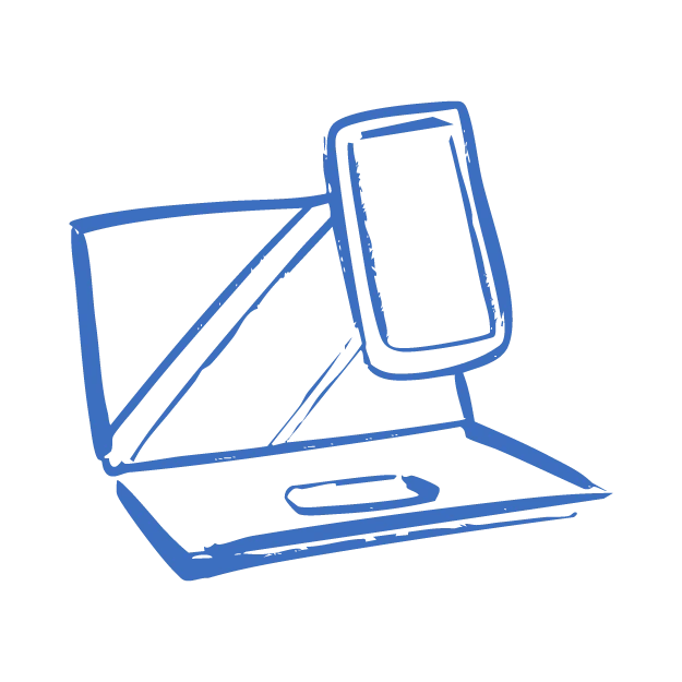 Hand Drawn Laptop Phone Line Art Illustration