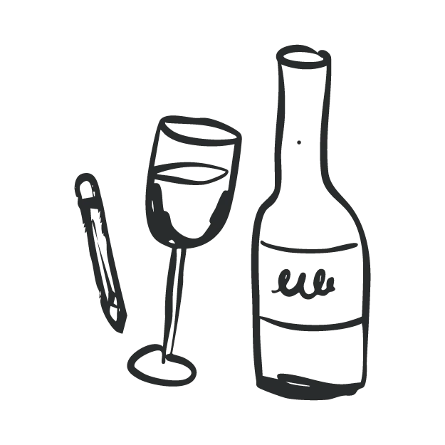 Hand Drawn Wine Bottle Line Art Illustration