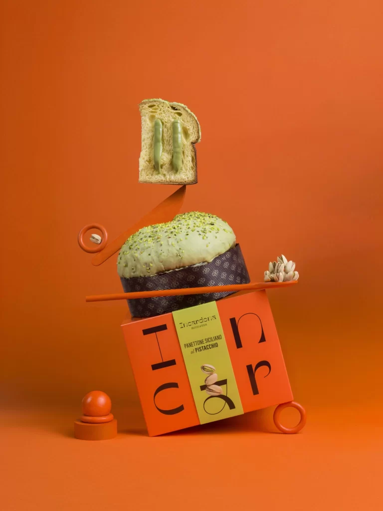 Incardona Pistachio Panettone Slice Serving