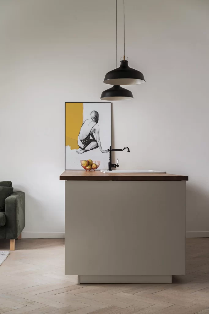 Kitchen Island White Wood Interior
