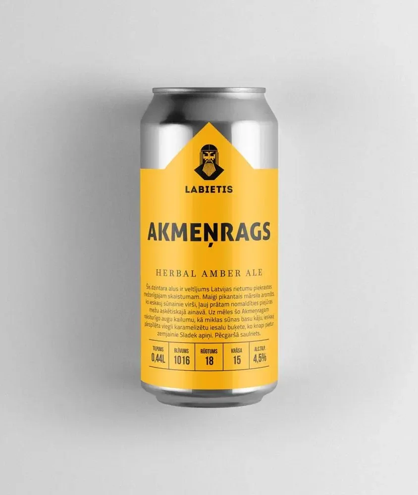 Labietis Akmenrags Amber Ale Beer Can Packaging