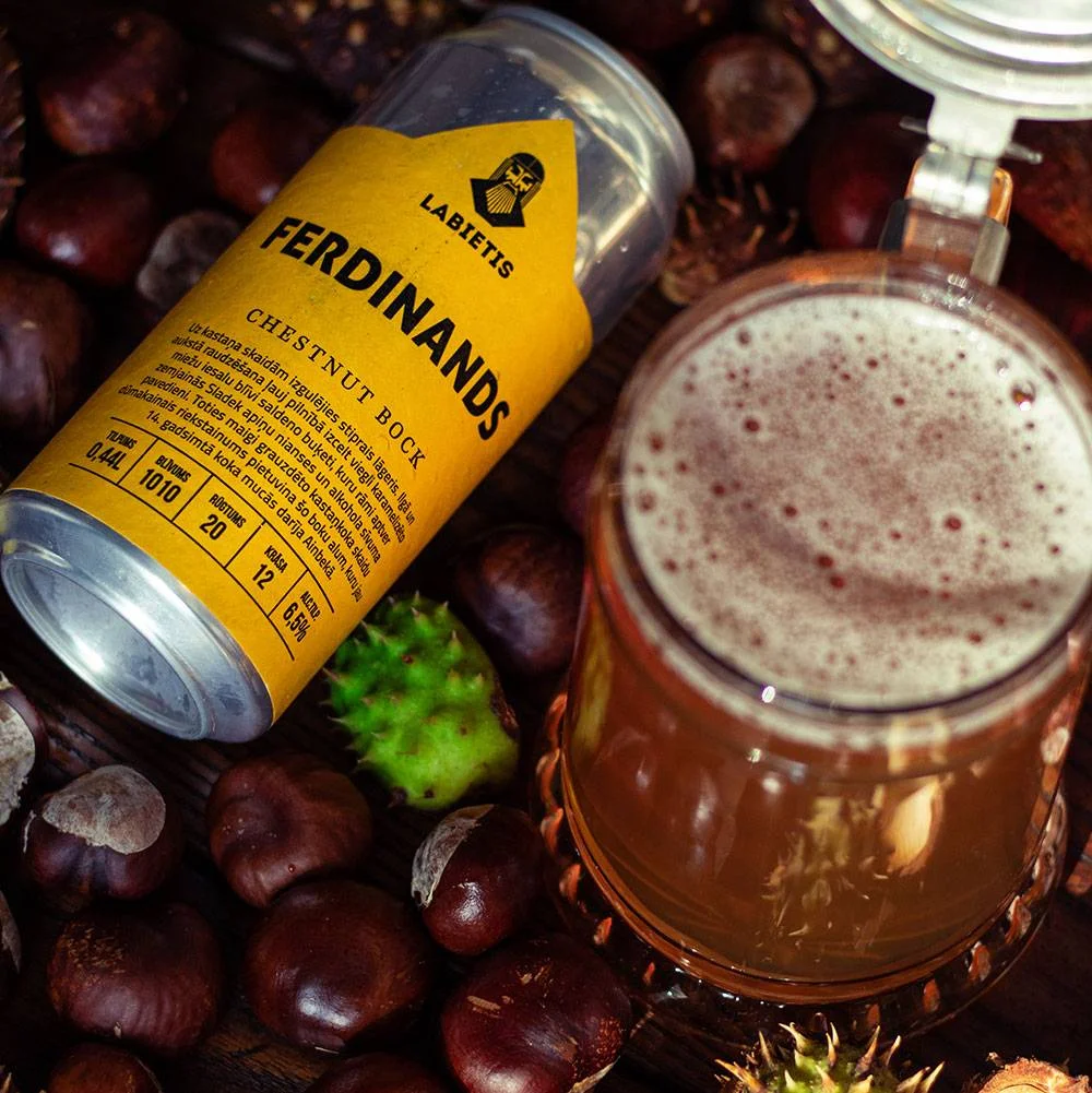 Labietis Ferdinands Chestnut Bock Beer Can Packaging