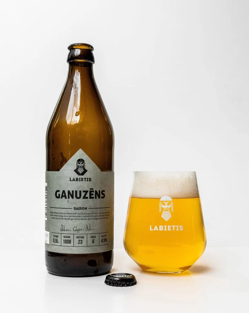 Labietis Ganuzens Beer Bottle and Glass Packaging