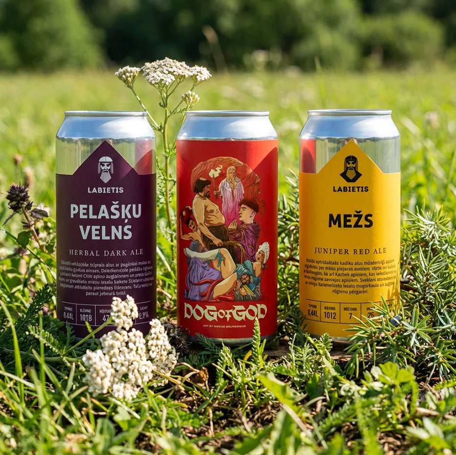 Labietis Herbal Beer Can Lineup Packaging