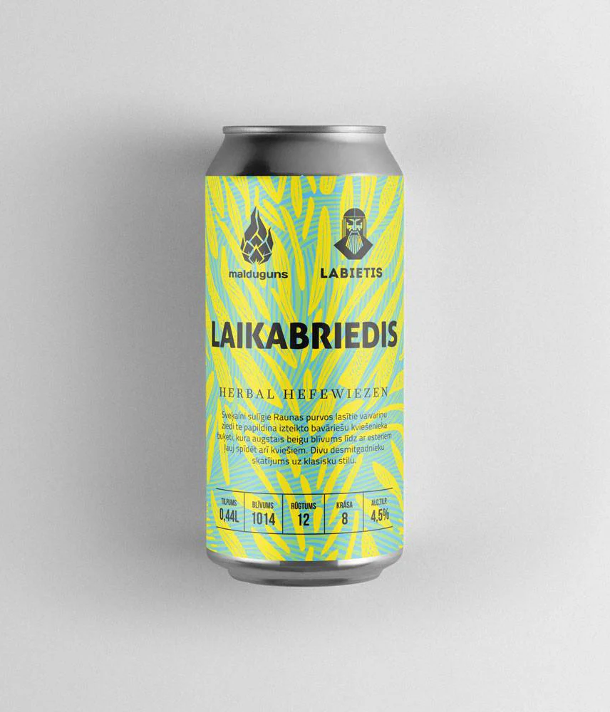 Labietis Laikabriedis Hefeweizen Beer Can Packaging