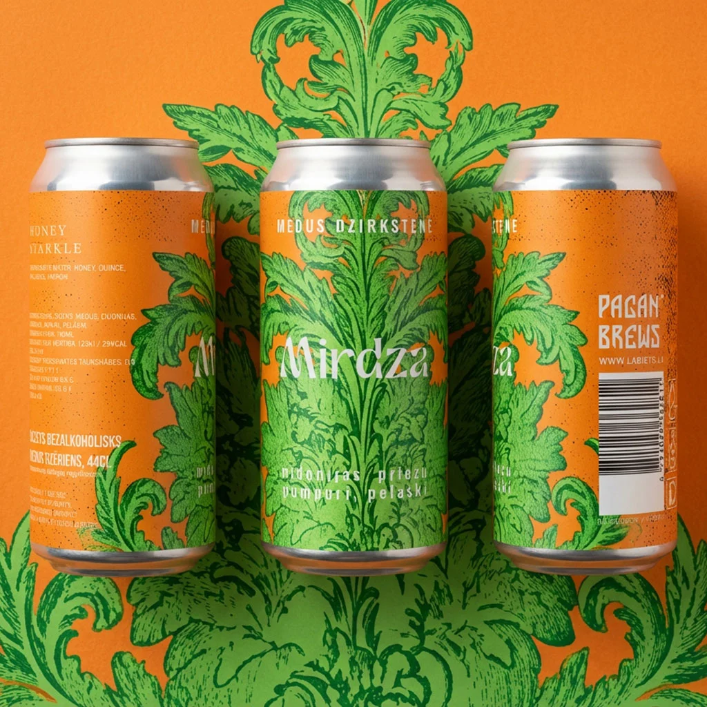 Labietis Mirdza Sparkling Mead Cans Lineup Packaging