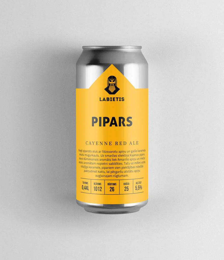 Labietis Pipars Cayenne Red Ale Beer Can Packaging