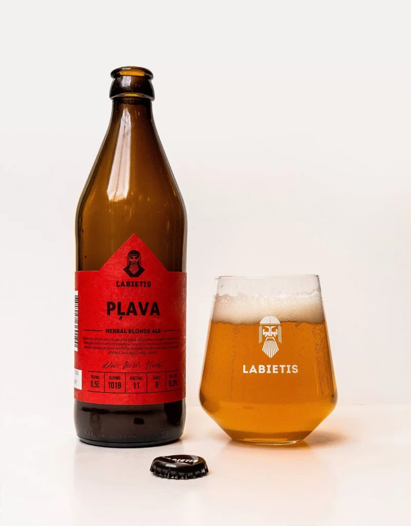 Labietis Plava Beer Bottle and Glass Packaging