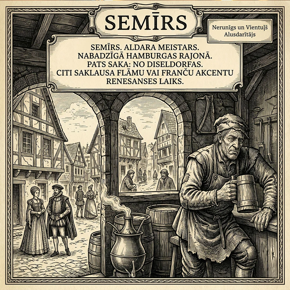 Labietis Semirs Beer Label Historical Town Scene