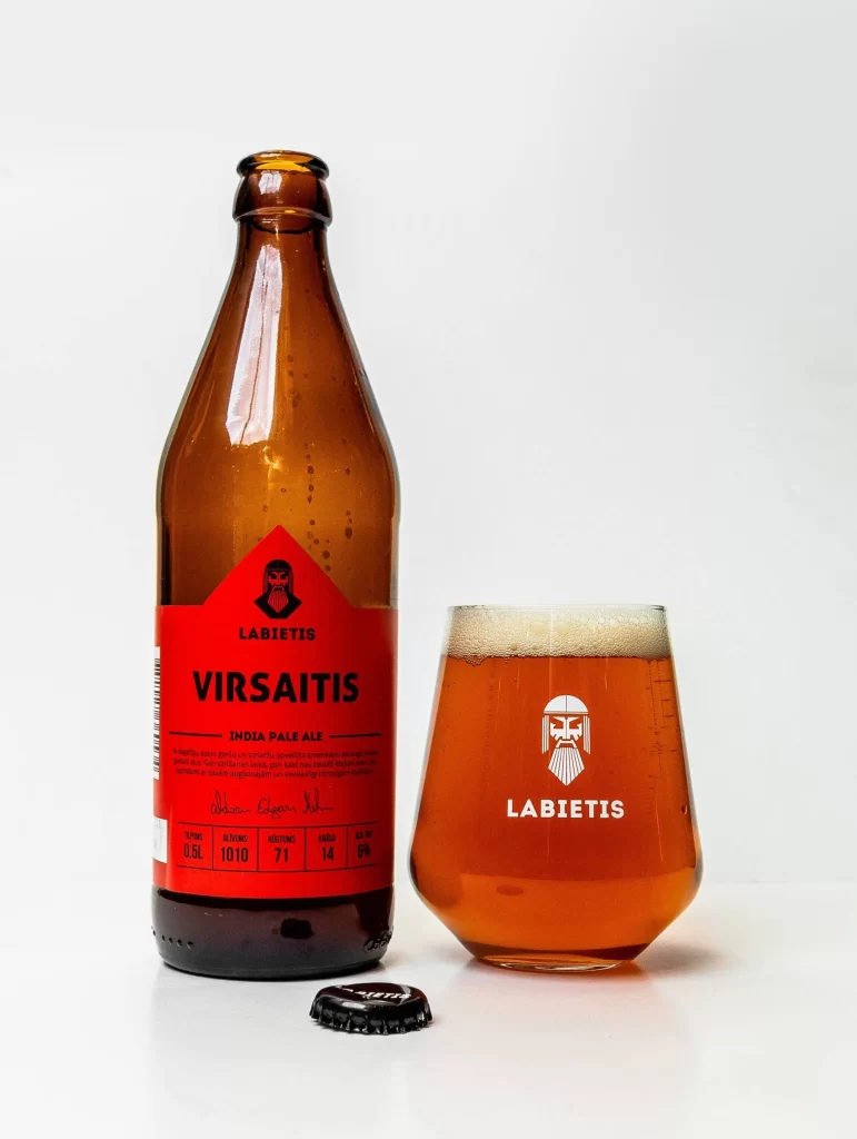 Labietis Virsaitis Beer Bottle and Glass Packaging