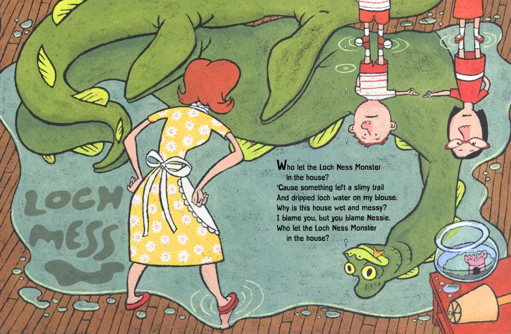 Loch Ness Monster Yellow Dress Book Spread