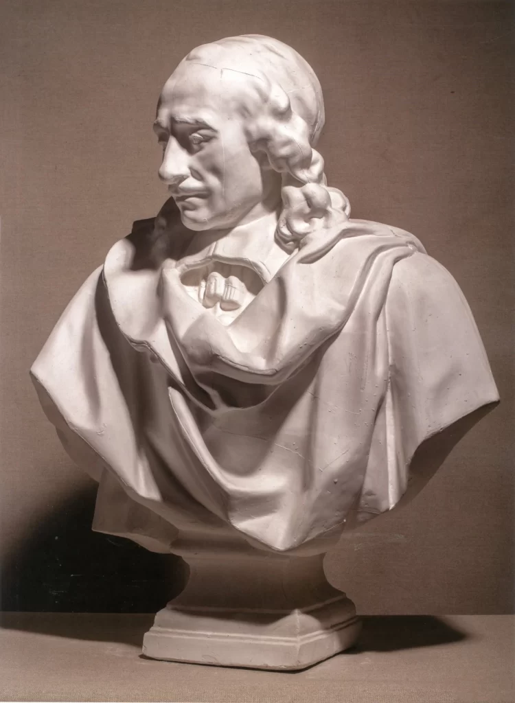 Long Curly Hair Plaster Bust Side View
