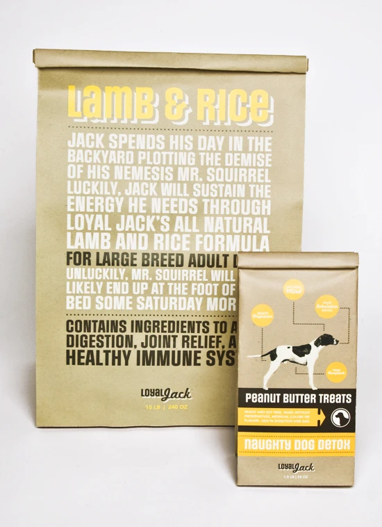 Loyal Jack Lamb and Rice Dog Food Packaging