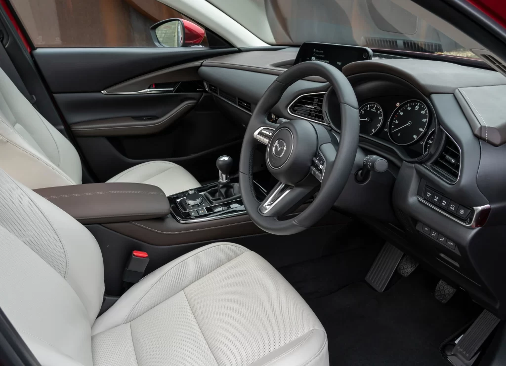 Mazda Dashboard Interior Black and White Photography