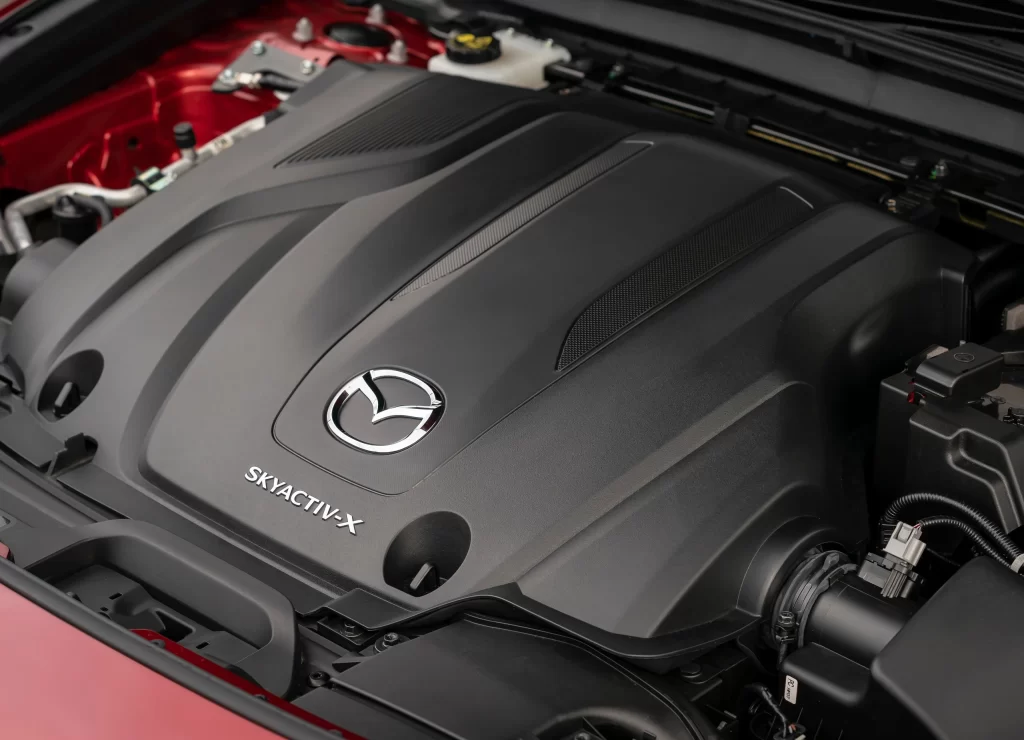 Mazda SkyActiv-X Engine Bay Red Sedan