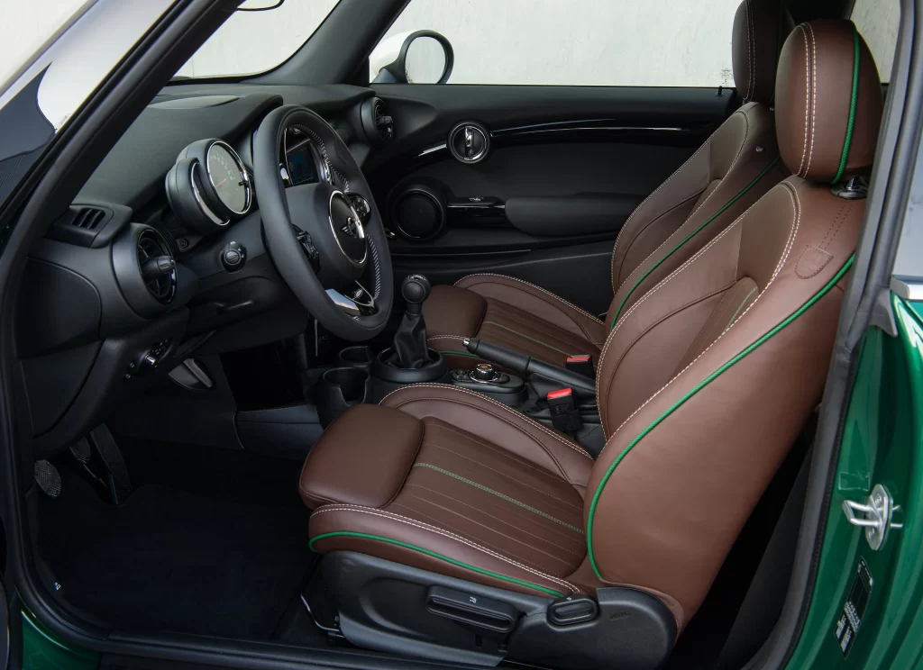 Mini Green Leather Interior Photography