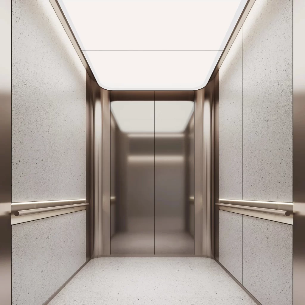 Modern Elevator Interior Gray Textured Walls Render