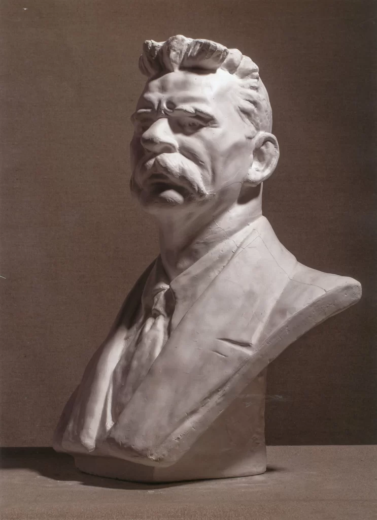 Mustached Suit Bust Three Quarter View