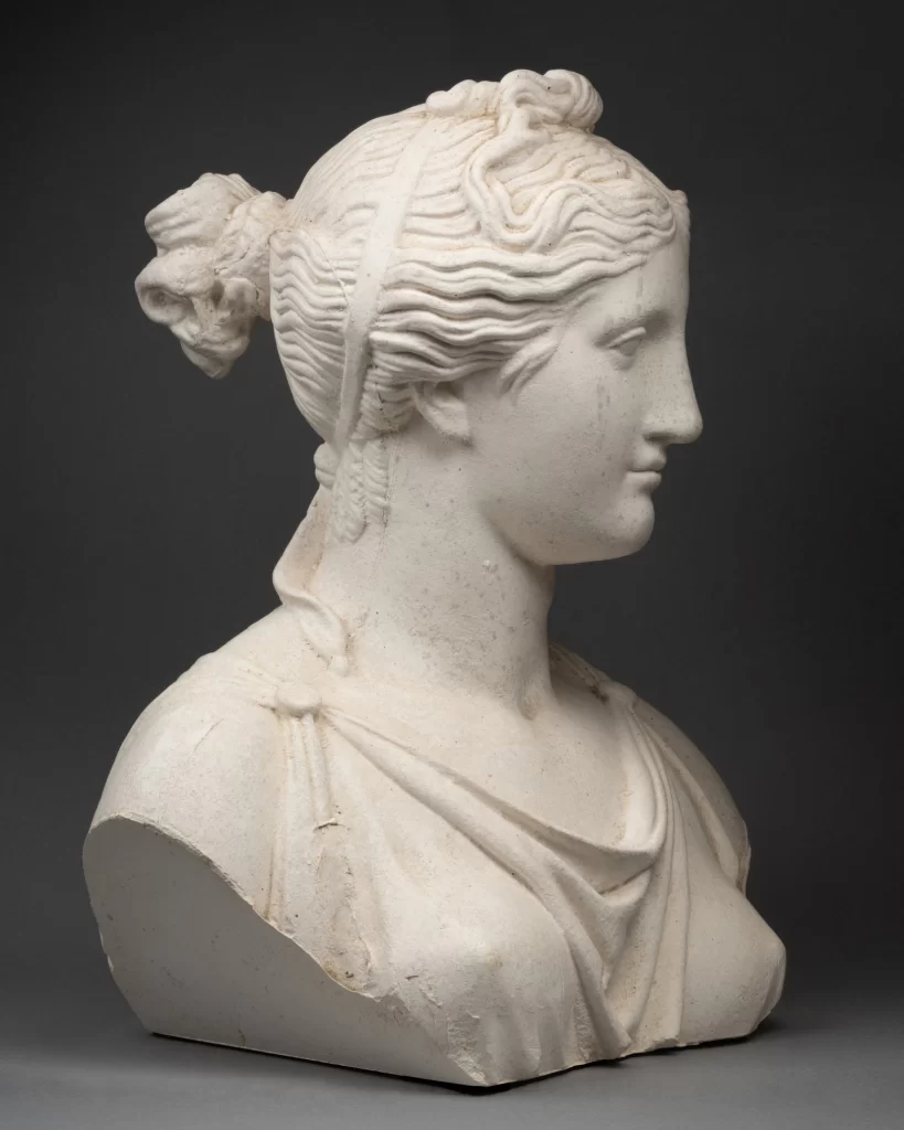 Neoclassical Woman Plaster Bust Profile View