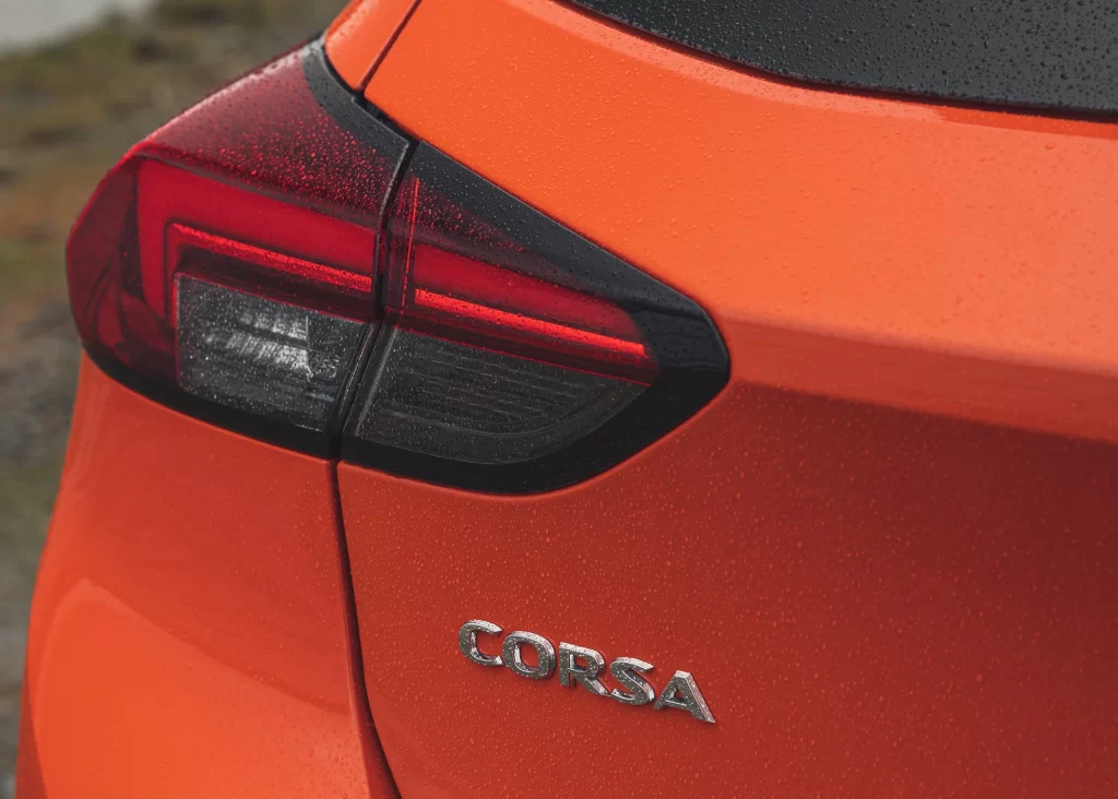 Orange Corsa Hatchback Rear Badge View