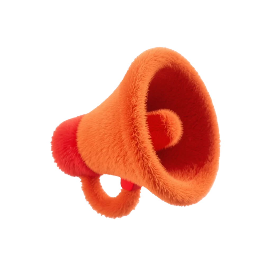 Orange Fuzzy Megaphone 3D Icon Transparent