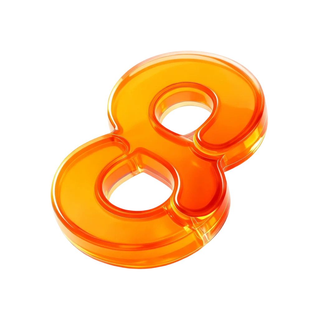 Orange Glossy Number Eight 3D Icon