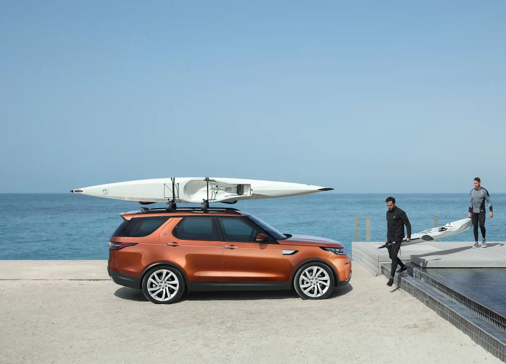 Orange SUV Kayak Roof Rack View
