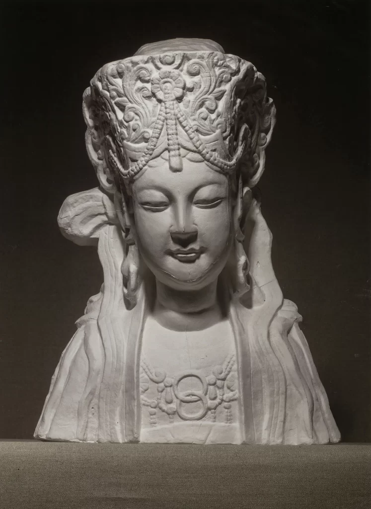 Ornate Headdress Woman Bust Front View