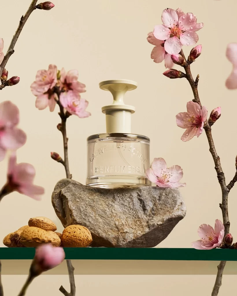 Perfume With Flowers And Almonds Bottle