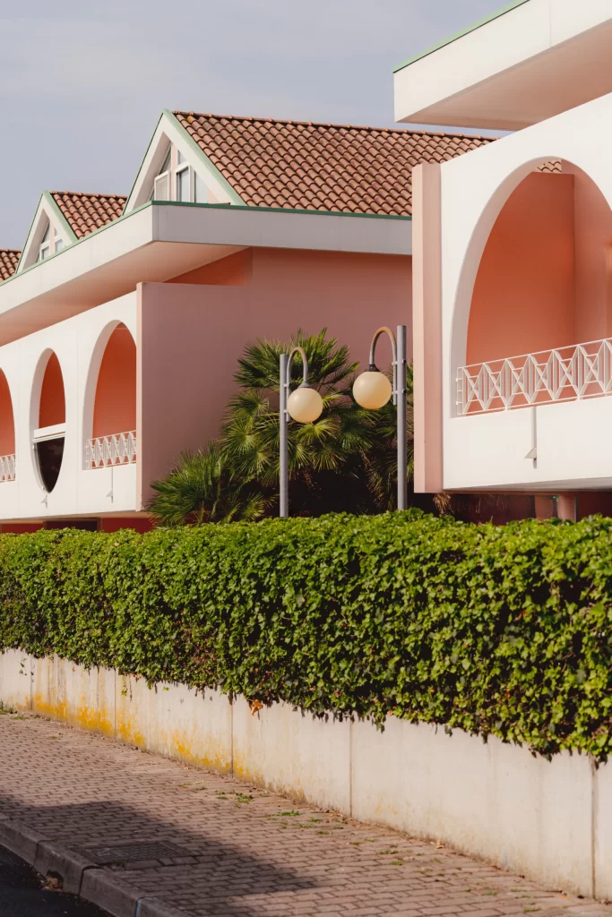 Pink White Building Balconies Architecture