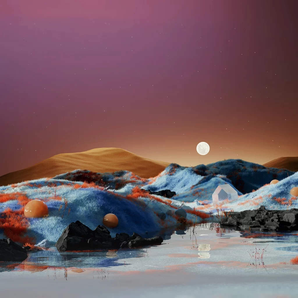 Purple Mountain 3D Background